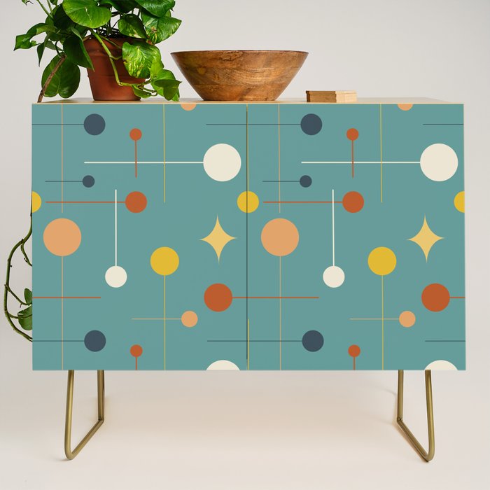 Mid Century Modern Atomic Abstract Pattern Credenza Gallery Image 1