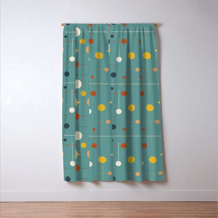 Mid Century Modern Atomic Abstract Pattern Window Curtain Gallery Image 3