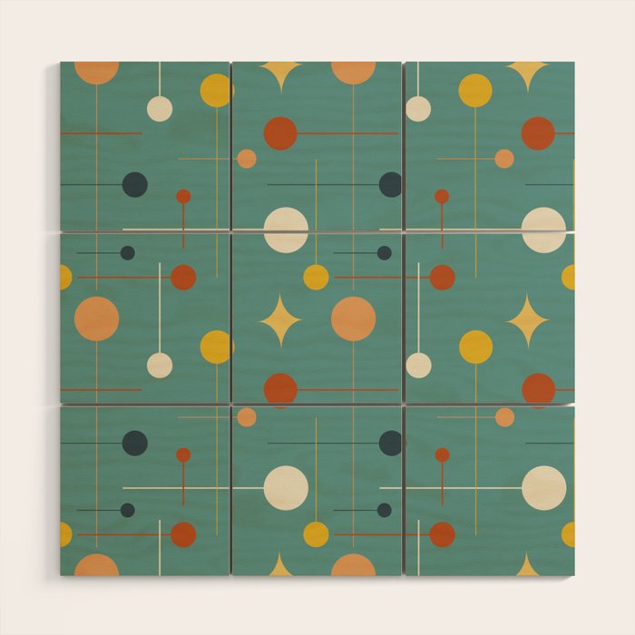 Mid Century Modern Atomic Abstract Pattern Wood Wall Art Gallery Image 1