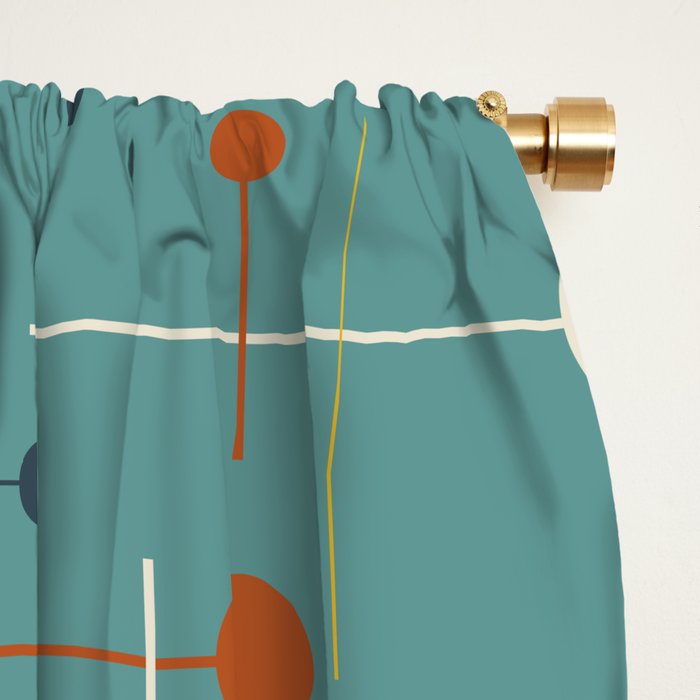 Mid Century Modern Atomic Abstract Pattern Window Curtain Gallery Image 2