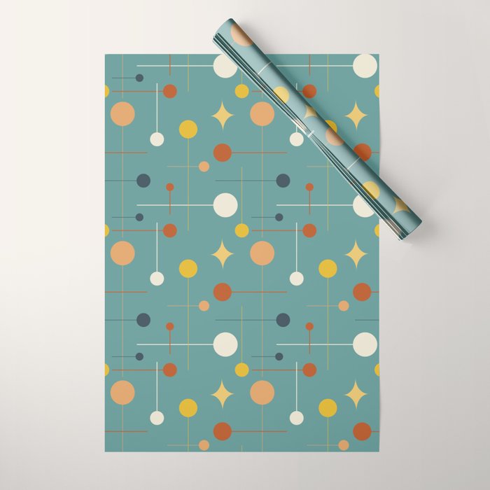 Mid Century Modern Atomic Abstract Pattern Wrapping Paper Gallery Image 1