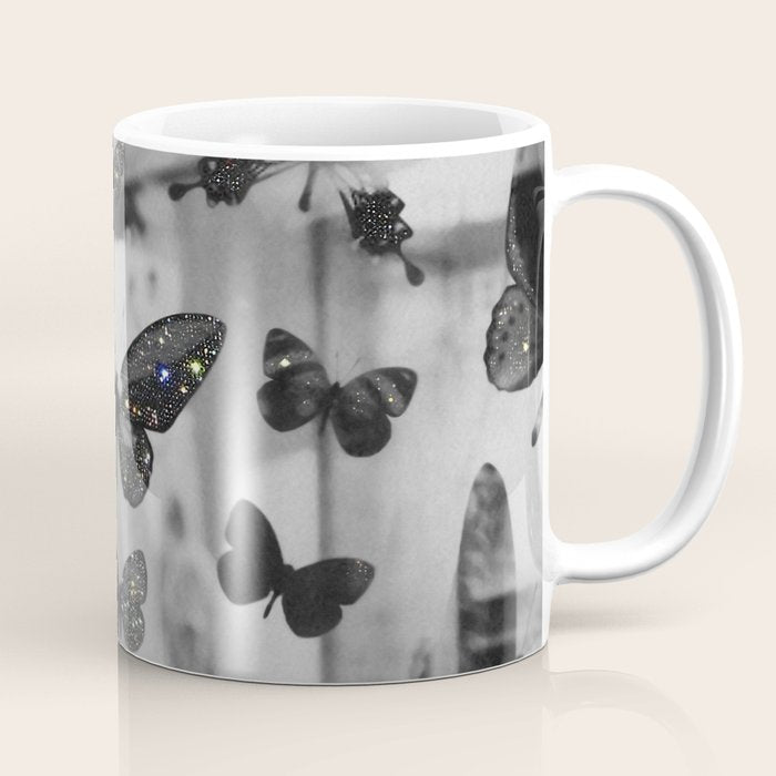 BLACK AND WHITE BUTTERFLIES | photo | sparkle and shine | wings | aesthetic | monochrome | fly  Coffee Mug Gallery Image 1
