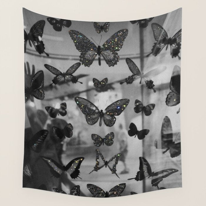 BLACK AND WHITE BUTTERFLIES | photo | sparkle and shine | wings | aesthetic | monochrome | fly  Wall Tapestry Gallery Image 4