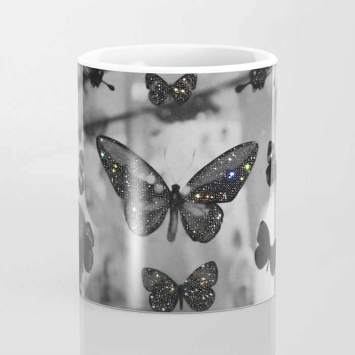 BLACK AND WHITE BUTTERFLIES | photo | sparkle and shine | wings | aesthetic | monochrome | fly  Coffee Mug Gallery Image 4