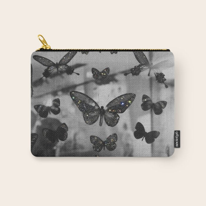 BLACK AND WHITE BUTTERFLIES | photo | sparkle and shine | wings | aesthetic | monochrome | fly  Carry All Pouch Gallery Image 1