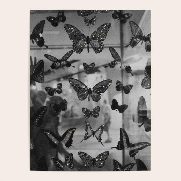 BLACK AND WHITE BUTTERFLIES | photo | sparkle and shine | wings | aesthetic | monochrome | fly  Poster Gallery Image 4