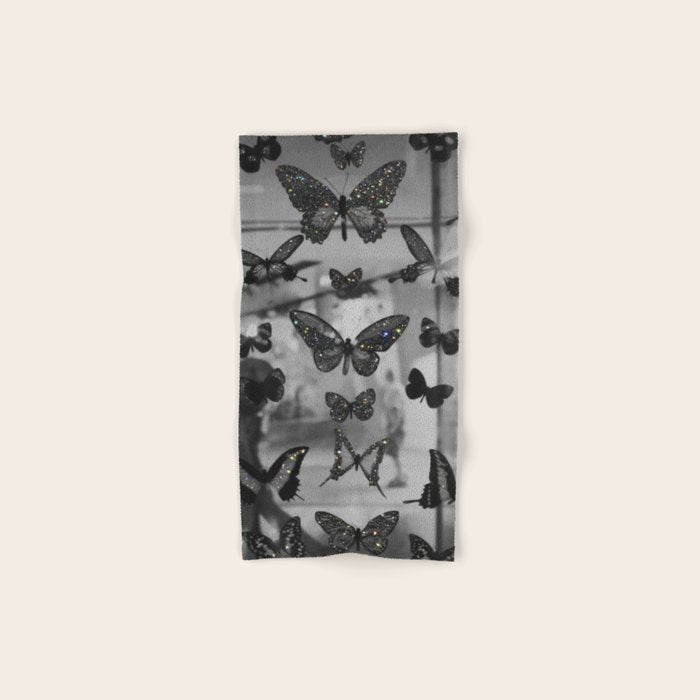 BLACK AND WHITE BUTTERFLIES | photo | sparkle and shine | wings | aesthetic | monochrome | fly  Bath Towel Gallery Image 1