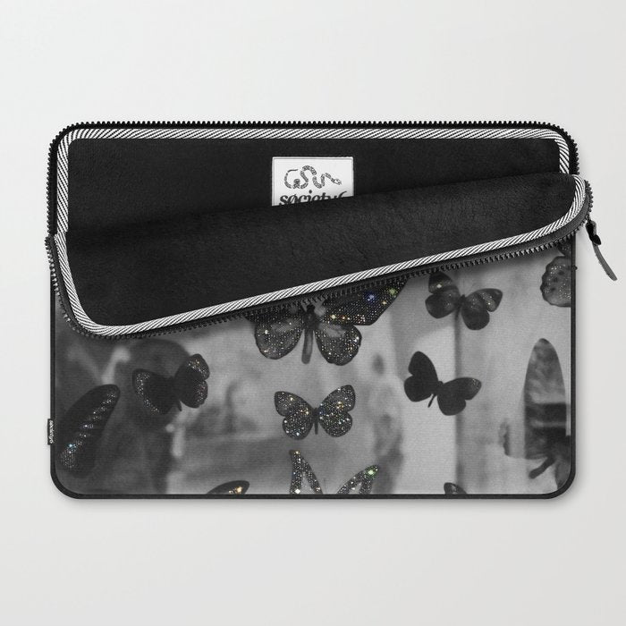 BLACK AND WHITE BUTTERFLIES | photo | sparkle and shine | wings | aesthetic | monochrome | fly  Laptop Sleeve Gallery Image 2
