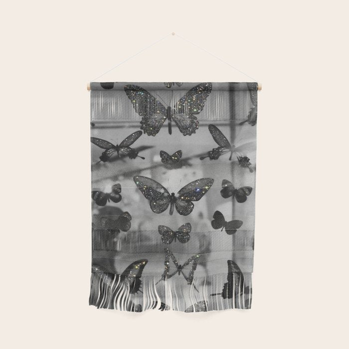 BLACK AND WHITE BUTTERFLIES | photo | sparkle and shine | wings | aesthetic | monochrome | fly  Wall Hanging Gallery Image 1