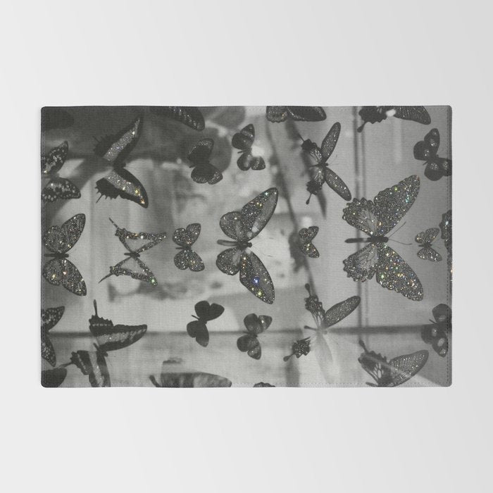 BLACK AND WHITE BUTTERFLIES | photo | sparkle and shine | wings | aesthetic | monochrome | fly  Rug Gallery Image 2