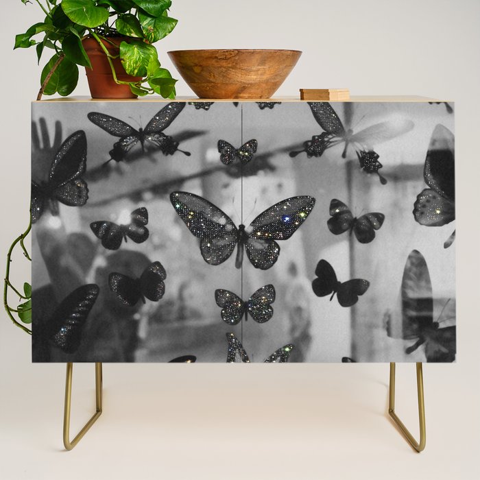BLACK AND WHITE BUTTERFLIES | photo | sparkle and shine | wings | aesthetic | monochrome | fly  Credenza Gallery Image 1