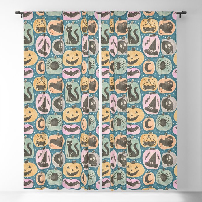 Halloween Pumpkins - dusky pastel  Window Curtain Gallery Image 1