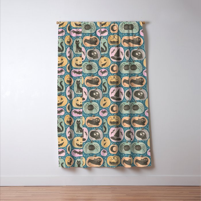 Halloween Pumpkins - dusky pastel  Window Curtain Gallery Image 3
