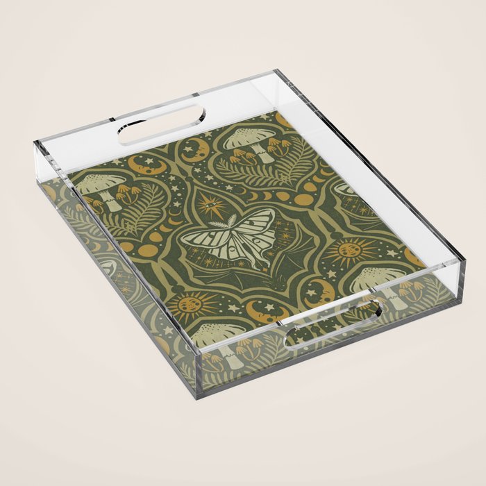 Celestial Forest Damask - fern green Acrylic Tray Gallery Image 1