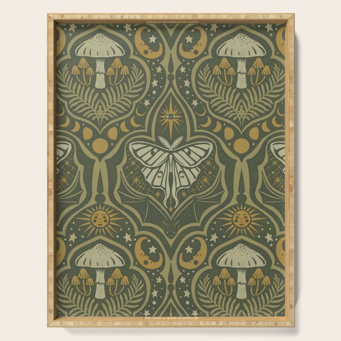Celestial Forest Damask - fern green Serving Tray Gallery Image 1