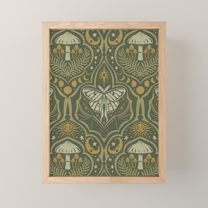 Celestial Forest Damask - fern green Mini Art Print Gallery Image 1