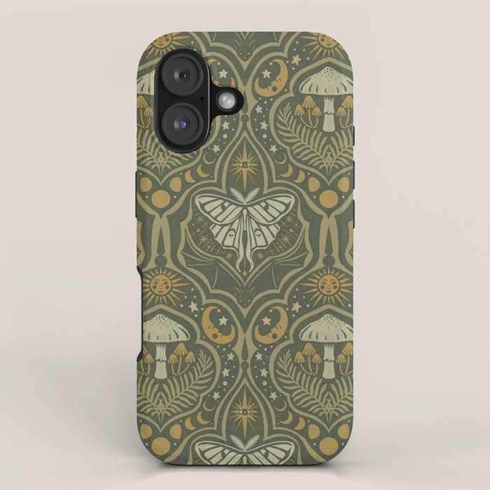 Celestial Forest Damask - fern green iPhone Case Gallery Image 1