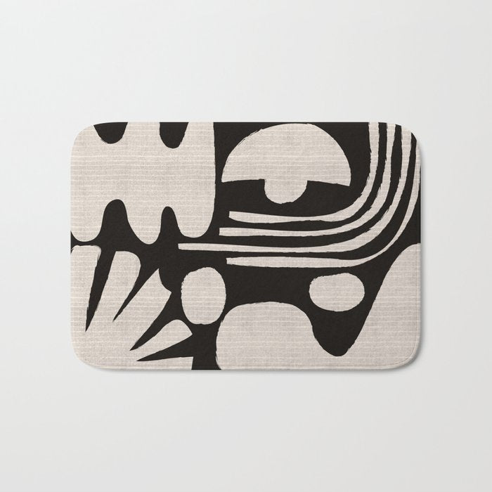 Matisse Inspired Cutouts in Black and White Bath Mat Gallery Image 1