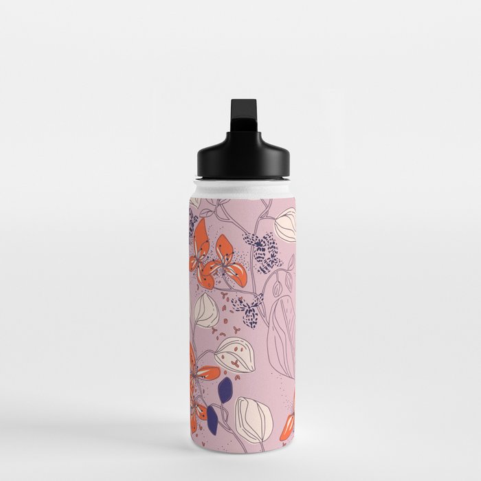 Floral elegance lilac and red orange Water Bottle Gallery Image 3