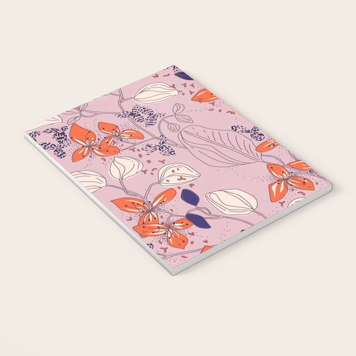 Floral elegance lilac and red orange Notebook Gallery Image 3