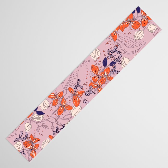 Floral elegance lilac and red orange Table Runner Gallery Image 3