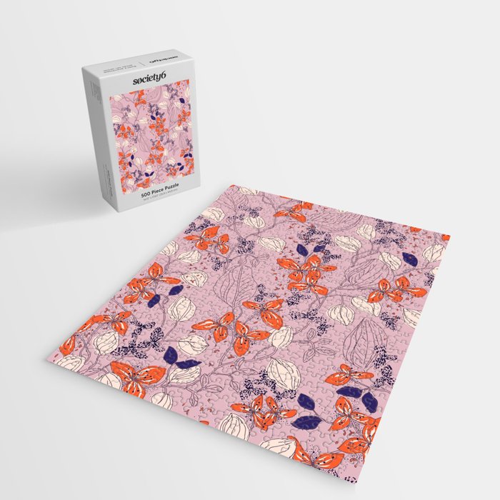 Floral elegance lilac and red orange Jigsaw Puzzle Gallery Image 2