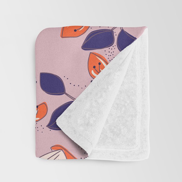 Floral elegance lilac and red orange Throw Blanket Gallery Image 3