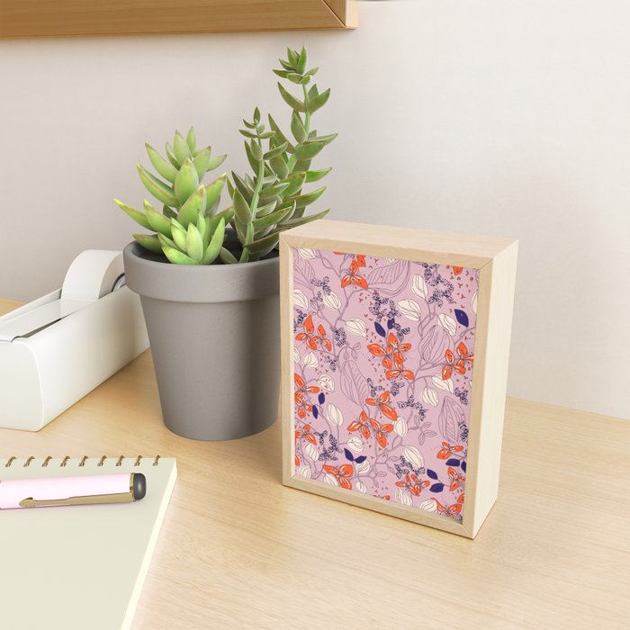 Floral elegance lilac and red orange Mini Art Print Gallery Image 2