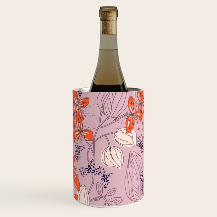 Floral elegance lilac and red orange Wine Chiller Gallery Image 3
