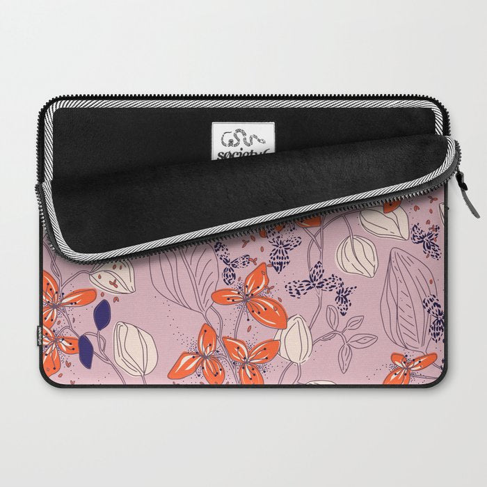 Floral elegance lilac and red orange Laptop Sleeve Gallery Image 2