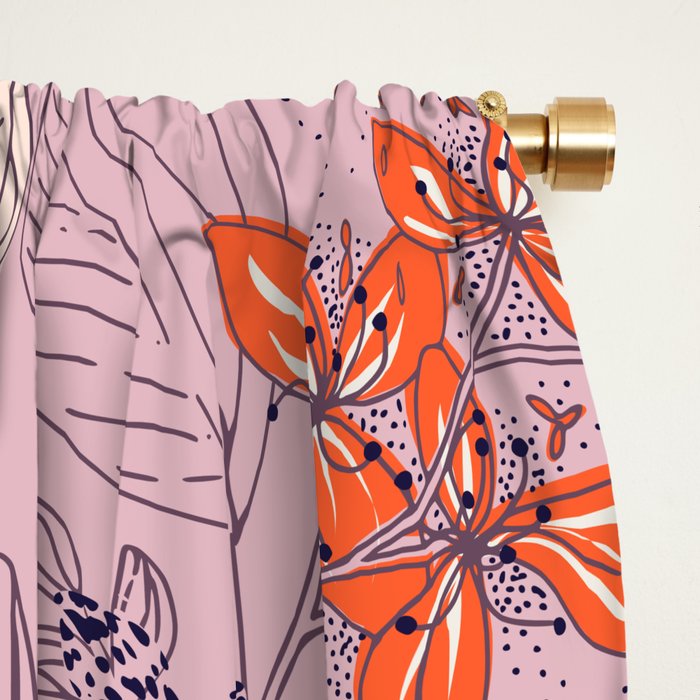 Floral elegance lilac and red orange Window Curtain Gallery Image 2