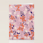 Floral elegance lilac and red orange Stationery Card Gallery Image 2