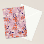 Floral elegance lilac and red orange Stationery Card Gallery Image 2