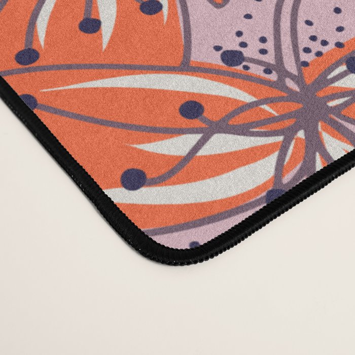 Floral elegance lilac and red orange Desk Mat Gallery Image 4