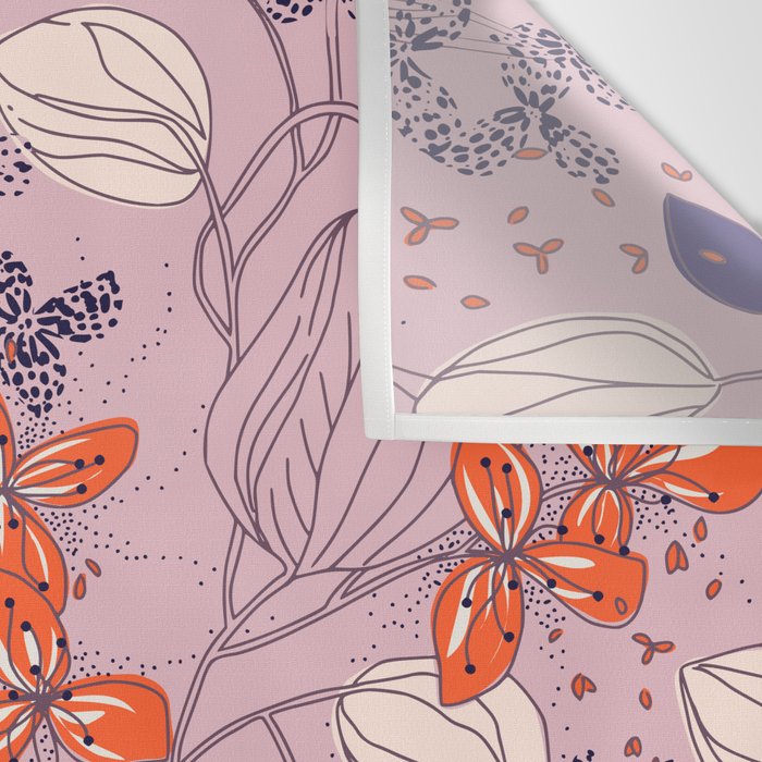 Floral elegance lilac and red orange Wall Tapestry Gallery Image 3