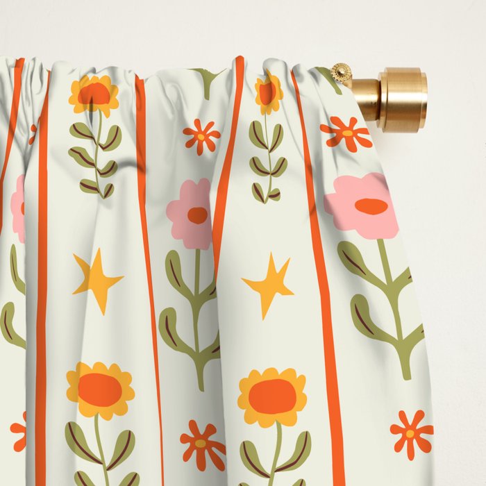Vintage geometric flower art pattern Window Curtain Gallery Image 2