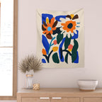 Quirky Flower Colorful Painting Wall Tapestry Gallery Image 2