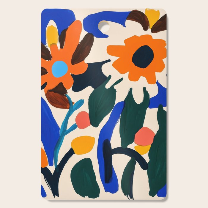 Quirky Flower Colorful Painting Cutting Board Gallery Image 1