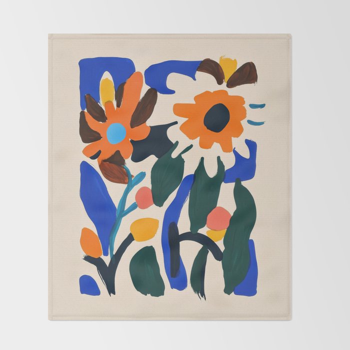 Quirky Flower Colorful Painting Throw Blanket Gallery Image 2