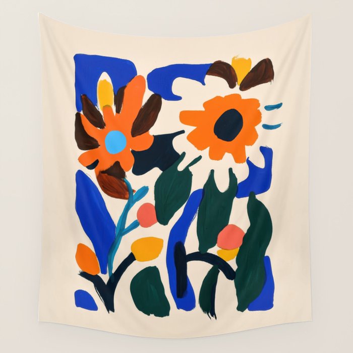 Quirky Flower Colorful Painting Wall Tapestry Gallery Image 4
