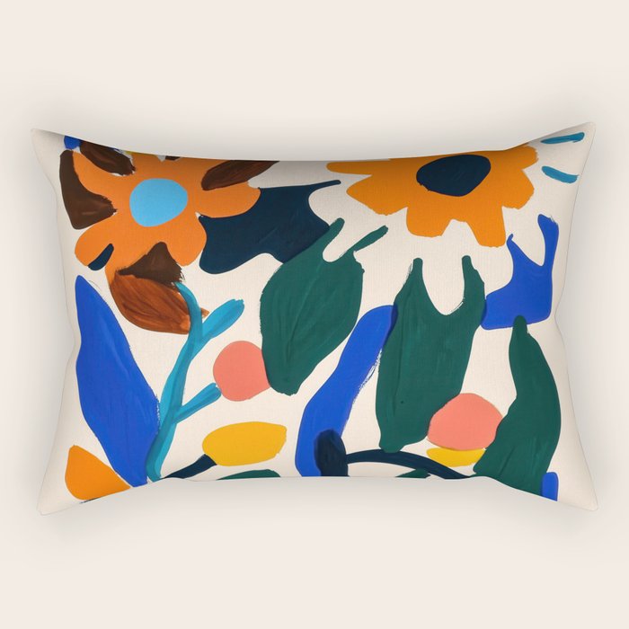 Quirky Flower Colorful Painting Rectangular Pillow Gallery Image 2