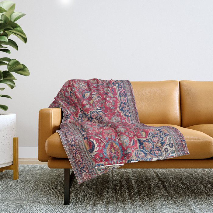 Bijar Kurdish Northwest Persian Rug Print Throw Blanket Gallery Image 1