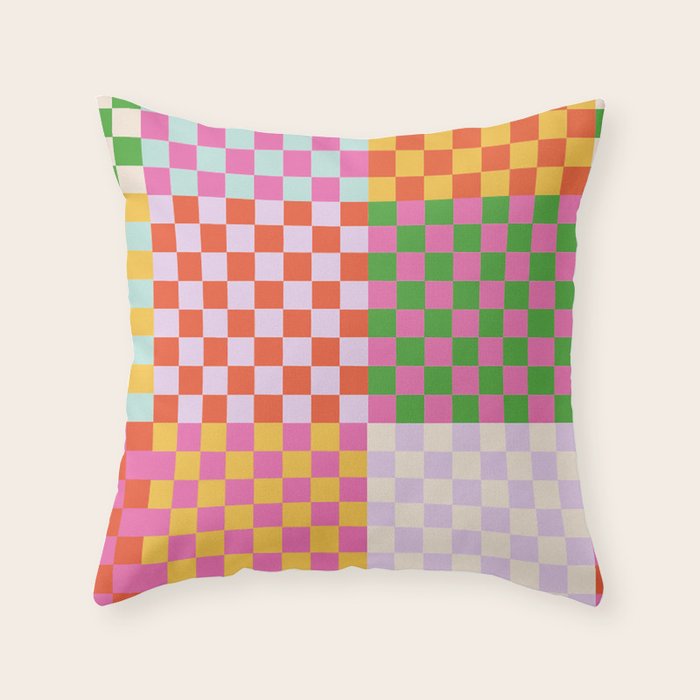 Happy patchwork Throw Pillow Gallery Image 1