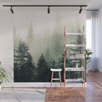 Foggy Pine Trees Wall Mural Gallery Image 1