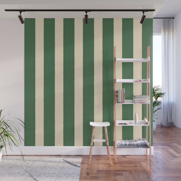 Simple Stripes Pattern - Deep Green Wall Mural Gallery Image 1
