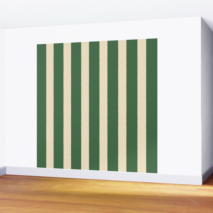 Simple Stripes Pattern - Deep Green Wall Mural Gallery Image 2