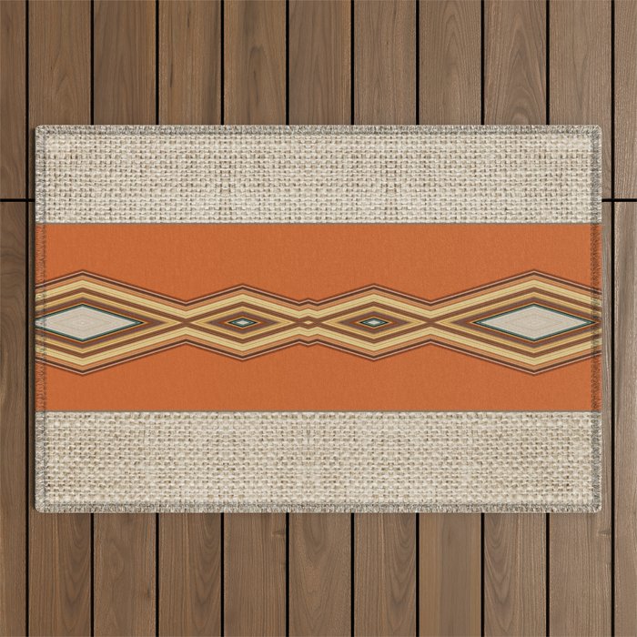 Southwestern Earth Tone Texture Design Outdoor Rug Gallery Image 1