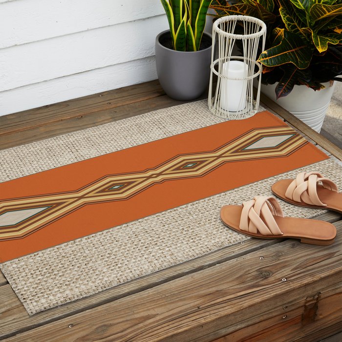 Southwestern Earth Tone Texture Design Outdoor Rug Gallery Image 2
