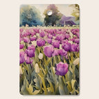 Purple tulips field  Cutting Board Gallery Image 1