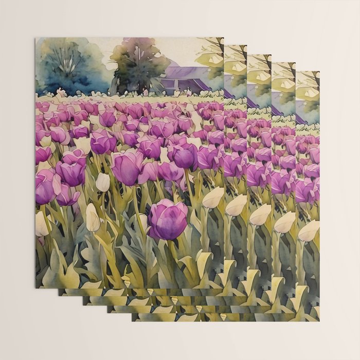 Purple tulips field  Wrapping Paper Gallery Image 3
